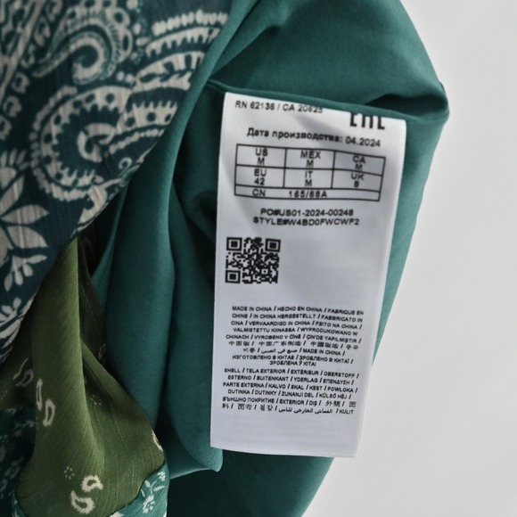 Guess Gene Chiffon Handkerchief Hem Skirt Womens Size M Patchwork Paisley Green - Picture 6 of 14